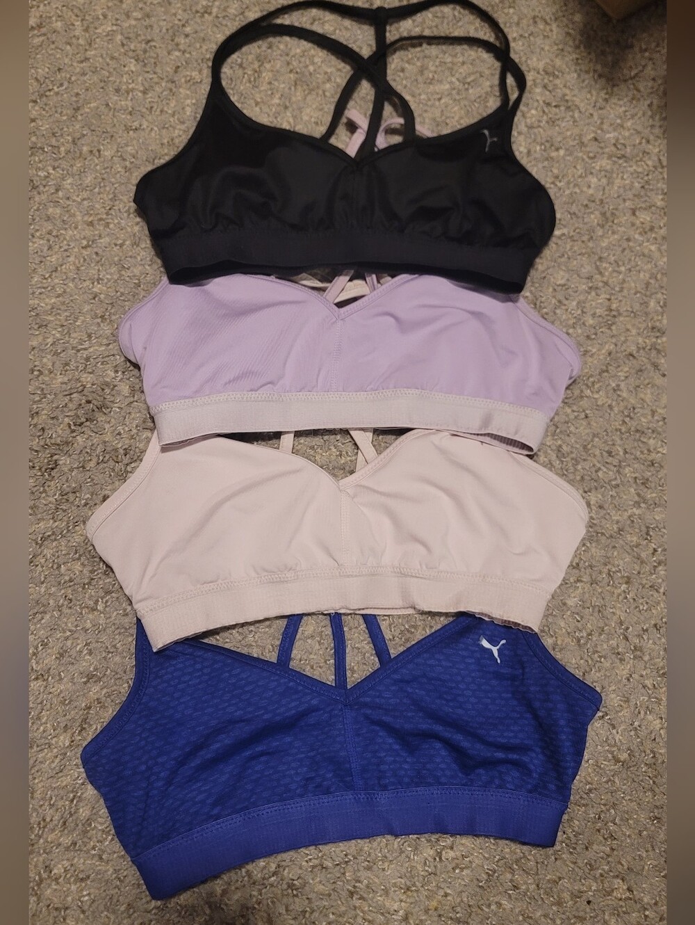 Puma Yogini Sports Bra Bundle Small Pink Lavender Cobalt Blue Black